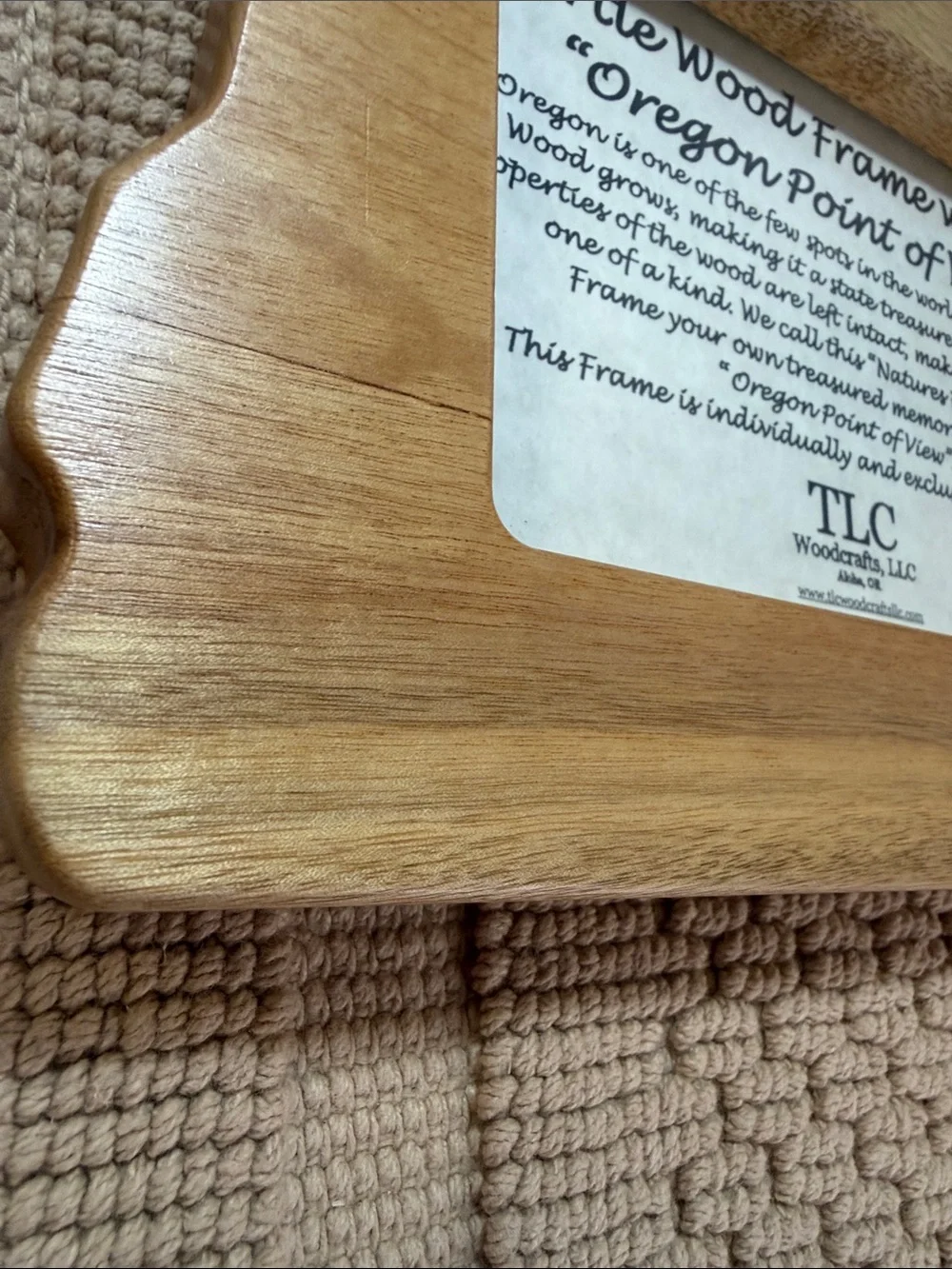 TLC Woodcrafts Oregon Myrtlewood State-Shaped 4x6 Photo Frame